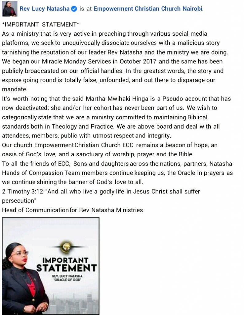 Reverend Lucy Natasha, Kenyan Pastor, denies allegations of arranging threesome for a Nigerian Evangelist (notice) 1 1 12