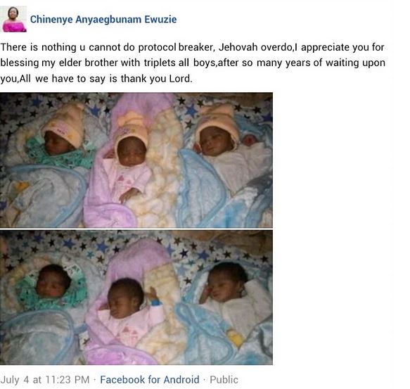 Testimony Time: Nnewi couple welcomes triplets after 12 years of marriage 3 3 16
