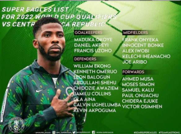 World Cup 2022 : Nigeria's 23-man squad ready for Central Africa Republic clash 1 super eagles 2021