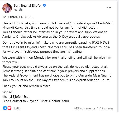 Mazi Nnamdi Kanu's Lawyer, Barrister Ifeanyi Ejiofor speaks about Nnamdi Kanu 1 1 12